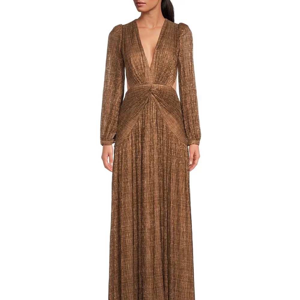 Gianni Bini Brown Plunge Maxi Gown